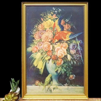Arte de pared galería loro flores bodegón estampado floral estampado art déco vintage Foto 1 de 4