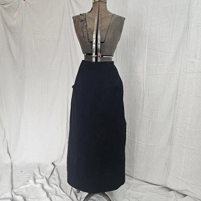 Antigua falda eduardiana negra victoriana bolsillos años 1900 maxi mezcla de lana antigua Foto 1 de 4