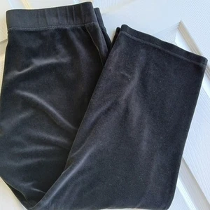 Talbots Black Velvet Pants Xp plush velour plus size petite wide leg pull on - Picture 1 of 13