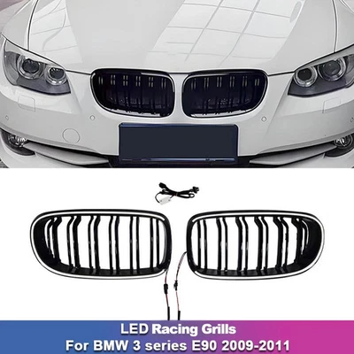 Gloss Black LED Front Grille for BMW 3 Series E90 LCI 325i 330i 335i 2009-2011  - Image 1 of 4