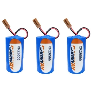 New 3PCS CR26500 3.0V 5400mAh Non-rechargeable Li-ion Battery with Brown Plug - Picture 1 of 3
