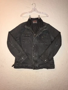 Levi's Mens Trucker Denim Black Jacket Full Zip Up Quilted Lining Size Meduim  - Picture 1 of 20