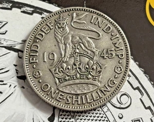 1945 George VI British Silver One Shilling Coin - Picture 1 of 2