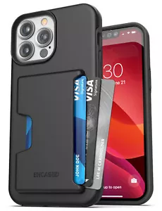 iPhone 13 Pro Max Wallet Case Protective Phone Case w Credit Card Holder Black - Picture 1 of 7