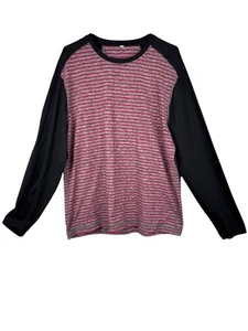Lululemon Men's Surge Warm Crew Red Stripe Black Gray L/S Size XXL Stretch - Picture 1 of 12