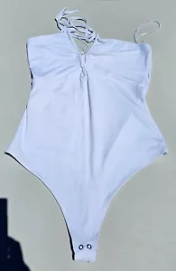 Body Abercrombie & Fitch Suave Para Mujer Corbata Halter Tanga Blanco Talla Grande - Imagen 1 de 5