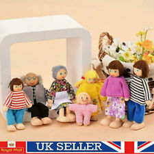 Produktbild - 7 Personen Familie Puppen Spielset Holzfiguren für Kinderhaus Geschenk NEU .