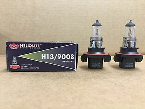 QTY 2: Genuine HELIOLITE Halogen 12V 9008 H13 Headlight Bulbs Hi-Low Beam - Picture 1 of 2