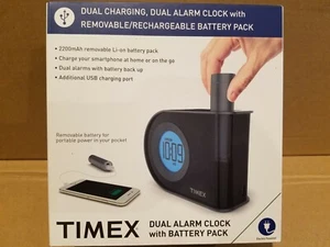 Timex T402 Dual Alarm Clock With Removable/Rechargeable USB Battery Pack Charger - Picture 1 of 6