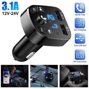 Square 3.1A Fast charging Car charger w/MP3 player 12V-24V 2 USB Bluethtooth 5.0 - Zdjęcie 1 z 14