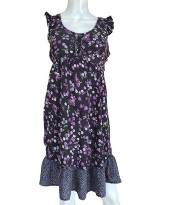 Vestido Mossimo Mujer XL Negro Púrpura Floral Junior Volantes Verano Boho Campesino Foto 1 de 4
