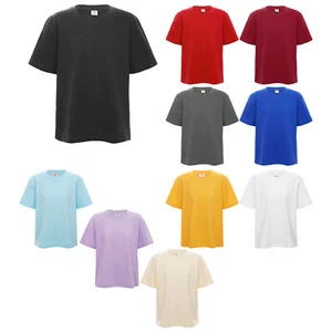 Girls Kids T-shirt Cotton Shirts Unisex Tops Round Neck Tee Loose Short Sleeve - Picture 1 of 102