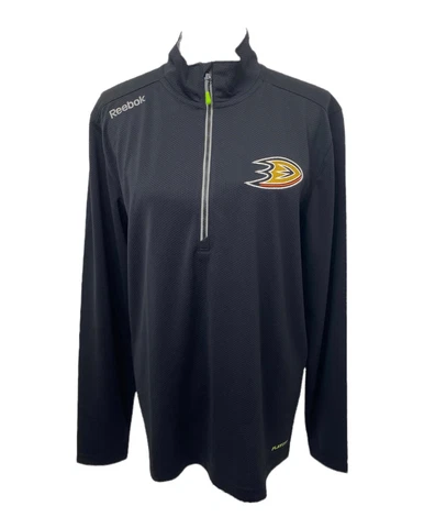 Reebok Center Ice NHL Anaheim Ducks Men’s Shirt 1/2 Zip Long Sleeve Size Medium Cover