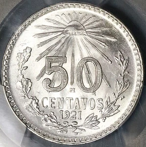 Silbermünze PCGS MS 66 Mexiko 50 Centavos Edelsteinprägung 1921 (25011602C) - Bild 1 von 6