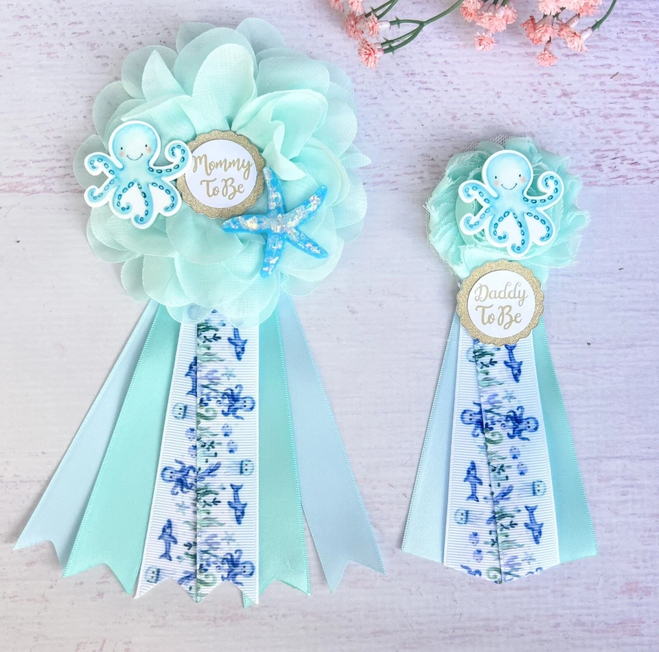 Ramillete Ocean Under The Sea Baby Shower, prendedores de baby shower para mamá y papá Foto 1 de 1