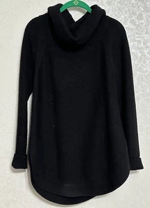 Moth By Anthropologie Knit Cowl Neck Solid Black Sweater Curved Hem Sz S - Picture 1 of 6
