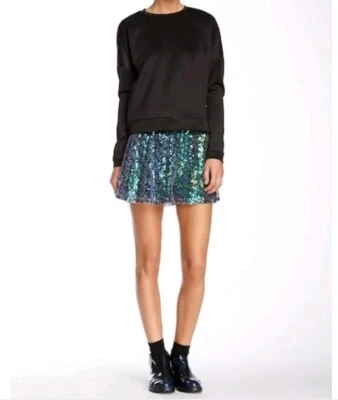 NWOT BCBG Mermaid Sequin Bling Bling GREEN BLUE Shorts Size 12 Boho Chic - Image 1 of 3