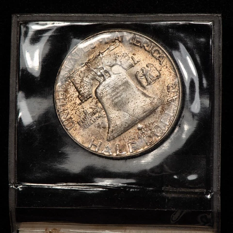 1956 50c Franklin Half Dollar - Speckled Mint Set Toning - Frosty BU - SKU-H2384 Cover