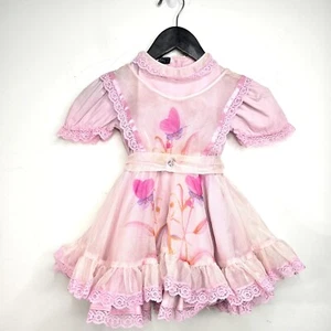 De Colección Precioso Vestido Niña Miami Chicago Talla 4 Rosa Transparente Organza Encaje Volantes Lolita - Imagen 1 de 13