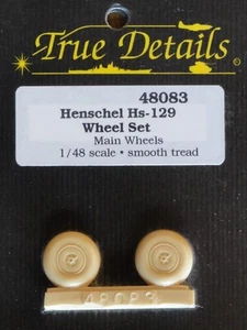 1/48 True Details HENSCHEL Hs 129 WHEEL SET: Smooth Tread Resin for Hasegawa OOP - Picture 1 of 1