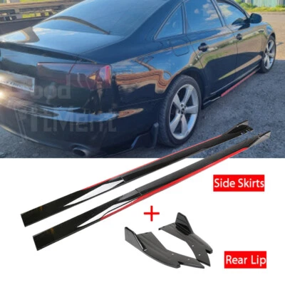 Extensiones de faldones laterales de fibra de carbono para Audi R8 A4 A7 78,7" + labio del parachoques trasero EE. UU. Foto 1 de 4