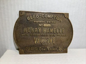 Rara targa/placca ottone originale francese Oleo Comptoir Valvoline rivenditore anni '30 - Foto 1 di 9