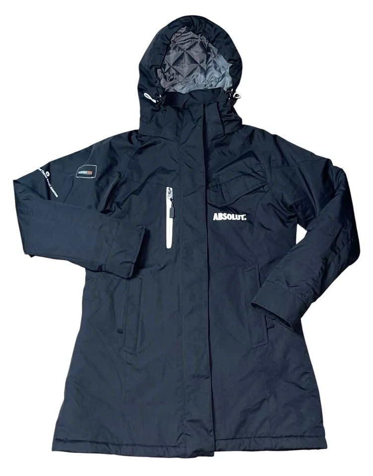 Chaqueta vintage Matterhorn para mujer negra acolchada forrada abrigo con capucha talla 38 Foto 1 de 4