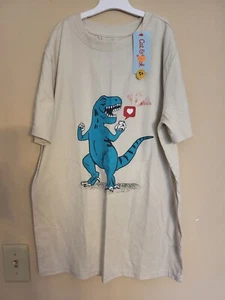 Boy's Cat & Jack Dino Heart Short Sleeve Graphic T-Shirt Almond Cream M 8 10 B82 - Picture 1 of 2