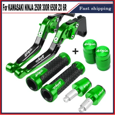 Brake Clutch Levers Handle Grips Cap Set For KAWASAKI NINJA 250R 300R 650R ZX 6R Foto 1 de 4