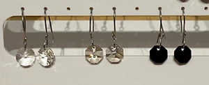 Glass Crystal Disk Earrings on Handmade Sterling Silver Hooks - Picture 1 of 12