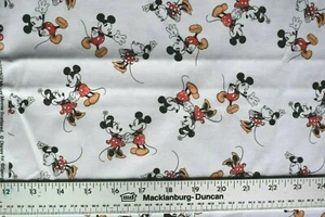 DISNEY MICKEY MINNIE SCATTERED PRINT 100% COTTON FABRIC 50X43 INCHES - Picture 1 of 2
