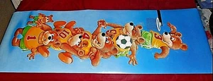 CUTE BASKETBALL BEARS ORIGINAL 1980'S 6 FOOT TALL DOOR POSTER NETHERLANDS - Picture 1 of 9