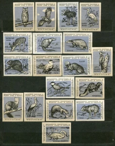 1966, SAVE ÚTILES PÁJAROS Y ANIMALES, CONJUNTO DE 18 ETIQUETAS RUSAS FÓSFORO - Imagen 1 de 1