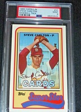 1989 TOPPS BASEBALL TALK ~ STEVE CARLTON 1967 CARDINALS SUPER STAR #37 PSA 9