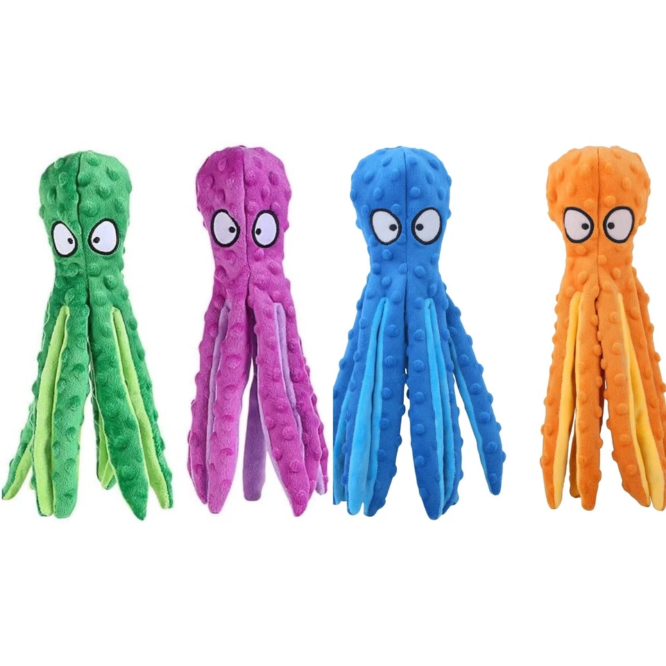 Juguetes para perros Laytek Squeaky Pulpo para perros de todos los tamaños, juguete de peluche de papel arrugado para perros Foto 1 de 4