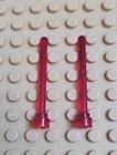 Lego  Vintage Space 3957 Antenna 1x4 Round Top TRANS RED x2