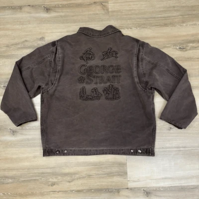Vintage George Strait Union Made Men's XL Brown Denim Trucker Jacket Country - Image 1 of 4