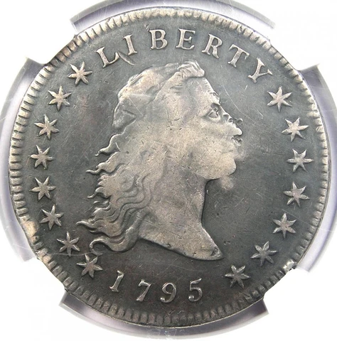 1795 Flowing Hair Silver Dollar $1 - Certified NGC Fine Detail  - Rare Coin! Cover