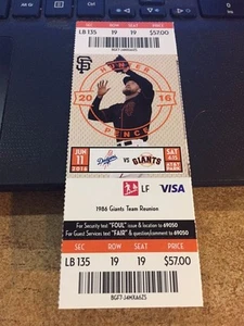 San Francisco Giants vs Los Angeles Dodgers 2016 talón de boleto 6/11 Hunter Pence - Imagen 1 de 1