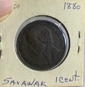 Malasia. 1 céntimo. 1880. Sarawak. KM-6. ONE CENT COPPER COIN - Picture 1 of 2