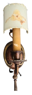 Gorgeous Antique Spanish Colonial Revival Dual Light Sconce Fixture - Brass -VGC - Image 1 of 4