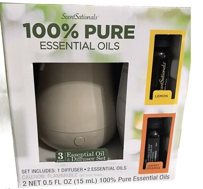 SCENTSATIONALS  100% pure essential oil and diffuser 3 piece set  beige - Image 1 of 4