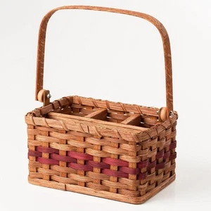 Bear Hollow Silverware Storage Basket, Amish Made Flatware Holder, 4 Sections - Picture 1 of 2