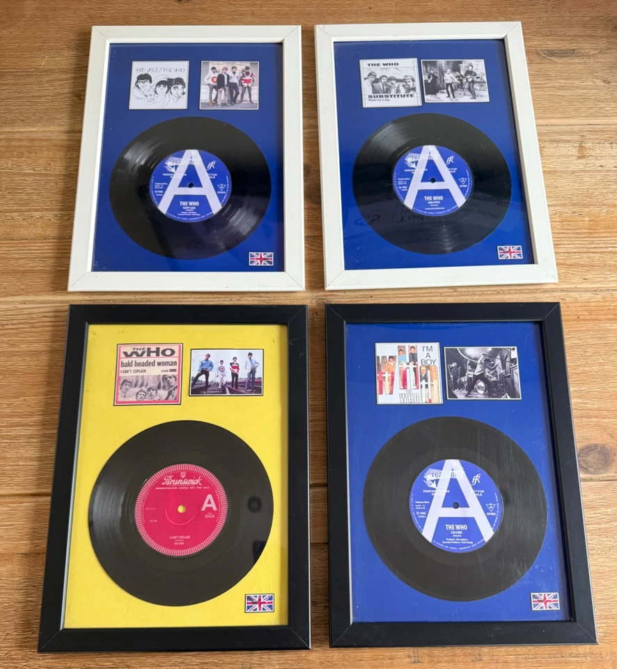 THE WHO 4 X FRAMED DISPLAY  7" I’M A BOY-SUBSTITUTE-I CAN'T EXPLAIN-HAPPY JACK - Image 1 of 1