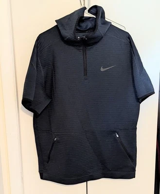 Nike Pro Short Sleeve 1/4 Zip Hoodie Mens Size L Blue Standard Fit CQ8343-451 - Image 1 of 4