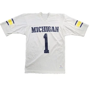 Vintage 80s Champion Michigan Wolverines #1 Mesh Football Jersey Made in USA M - Bild 1 von 6