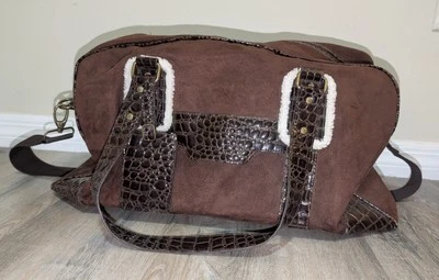 Bolso de Lona Marrón Oscuro Imitación Gamuza Baño y Cuerpo Funciona Fin de Semana Foto 1 de 4