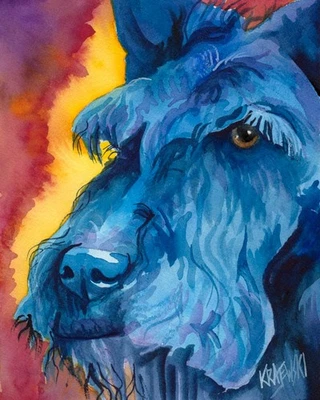 Impresión Scottie de alta resolución de acuarela de bellas artes originales de Ron Krajewski Foto 1 de 4