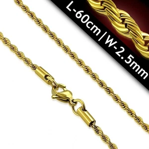Gelbgold PVD geflochtenes Seil Kette Chirurgenstahl 24 cm hypoallergen - Bild 1 von 1