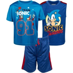 Sonic the Hedgehog Toddler Boys 3 Piece Outfit Set: T-Shirt Tank Top Shorts B... - Picture 1 of 8